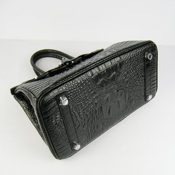 Replica Hermes Birkin 30CM Crocodile Head Veins Bag Black 6088 On Sale